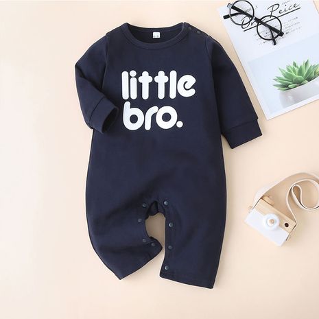 Fashion long-sleeved one-piece romper alphabet baby boy outing romper's discount tags