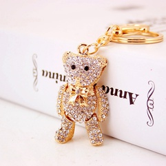 Korean  creative cute diamond golden cartoon bear keychain