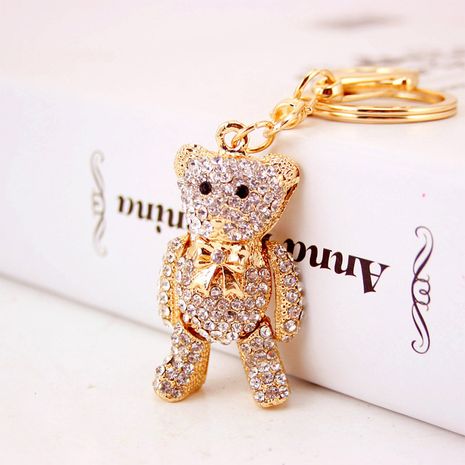 Porte-clés coréen créatif mignon diamant doré dessin animé ours's discount tags