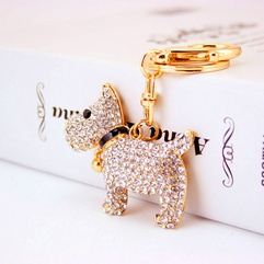 Porte-clés de chien du zodiaque chiot mignon diamant cloche créative