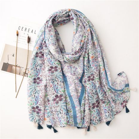 Hot selling fashion sunscreen flower printing cotton shawl's discount tags