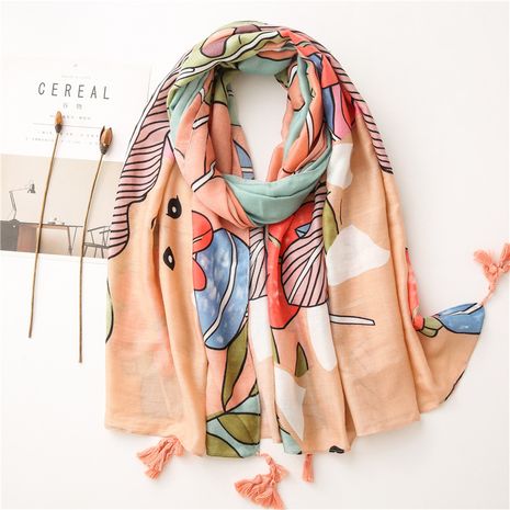 Hot selling fashion abstract cartoon koala cotton and linen scarf wholesale NHGD259802's discount tags