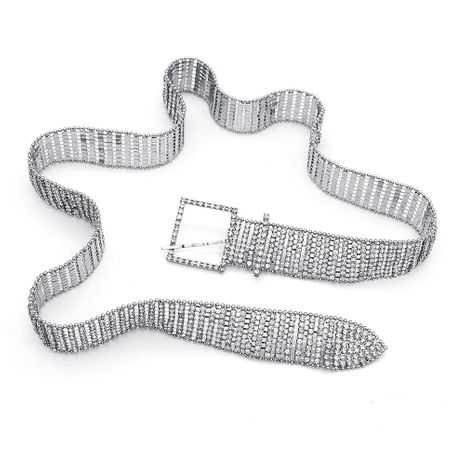 new fashion full diamond girdle eight-row square buckle waist chain belt NHHS259873's discount tags