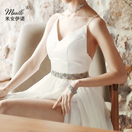 wild ribbon bridal belt rhinestone hand-sewn girdle wedding dress accessories jewelry's discount tags