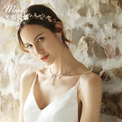 Mode simple mariée exquise fleur pendentif collier boucle d'oreille ensemble bijoux