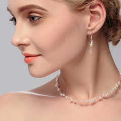 Hot-selling Children's Crystal Pearl Matching Wedding Flower Girl Earring Necklace set