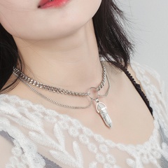 Cross-Border New Accessories TikTok Same Creative Multi-Layer Turquoise Pendant Necklace European and American Ladies Exaggerating Collarbone Necklace