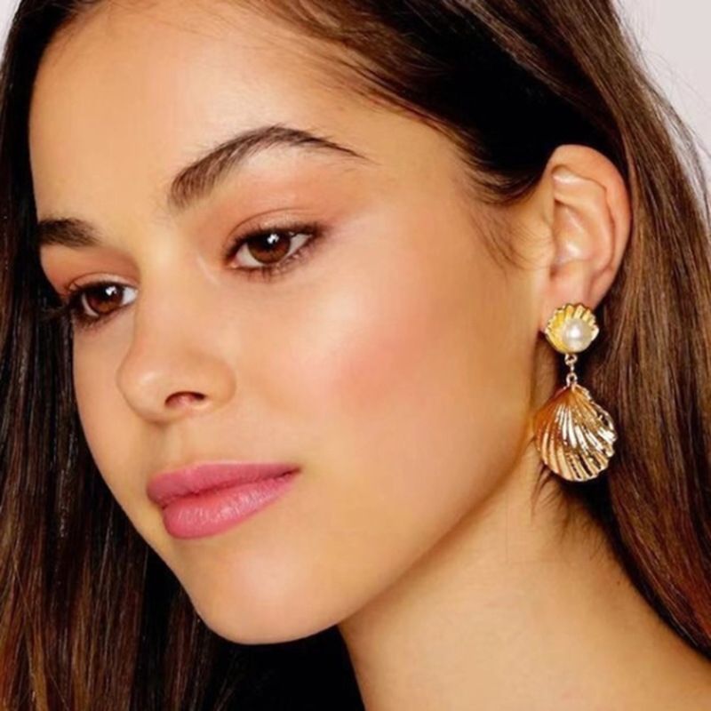 hei verkaufte neue Mode Metall vergoldete Muschelperlen Ohrringe fr Frauen Grohandel