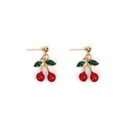 hotselling fashion red cherry alloy bracelet earrings necklace set for womenpicture13