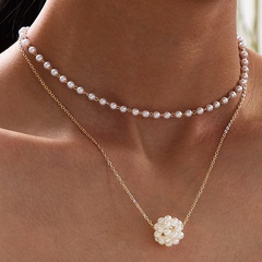 Grenz überschreiten der Amazon neuer Schmuck ins Stil Mode Retro Doppels chicht Perlenkette Internet-Prominente Gleichen Metall Halskette
