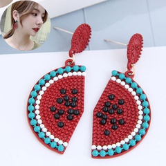 925 Silver Needle Korean Fashion Sweet Concise Fruit Watermelon Personality Earrings