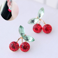 Korean fashion sweet OL cherry personalized earrings
