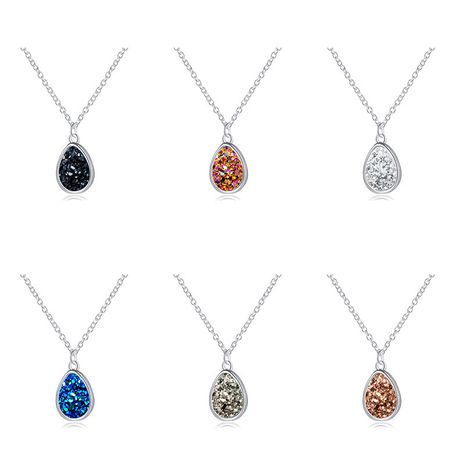 Simple and versatile resin imitation natural stone love drop shape necklace's discount tags