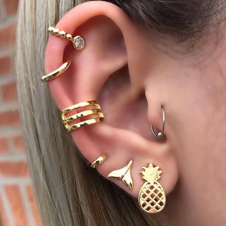 Porous fishtail pineapple fruit  women's earrings combination's discount tags