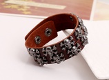 Leather Fashion Geometric bracelet  black NHPK1667blackpicture4