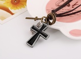 Alloy Fashion Cross necklace  Drip black cross NHPK1464Drip black crosspicture3