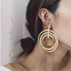 European and American Circle Fashion New Earrings Wearring by Online Celebrities Women's Exaggerated Personalized Long Geometric Concentric round Earrings