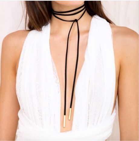 Correa de moda simple de terciopelo coreano collar de arco largo cadena de clavícula al por mayor venta caliente's discount tags