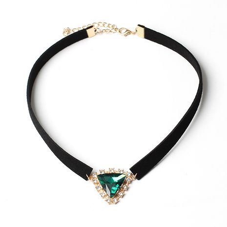 Korean new velvet triangle crystal Korea velvet necklace for women NHRN260387's discount tags