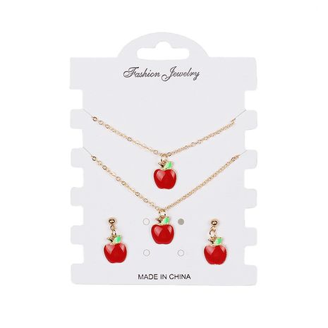 Hot-selling  creative small red apple necklace set's discount tags