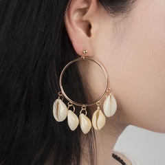 summer new natural shell exaggerated geometric big circle earrings