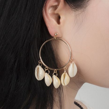 summer new natural shell exaggerated geometric big circle earrings's discount tags