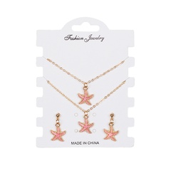 European and American Foreign Trade Hot-Selling Ornament Bracelet Earrings and Necklace Set Creative Style Starfish Combination Set
