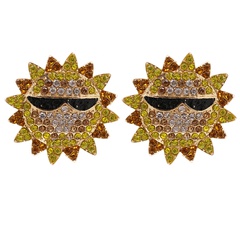 Korea Diamond Cartoon Sun Trendy Smile alloy Stud Earrings Wholesale