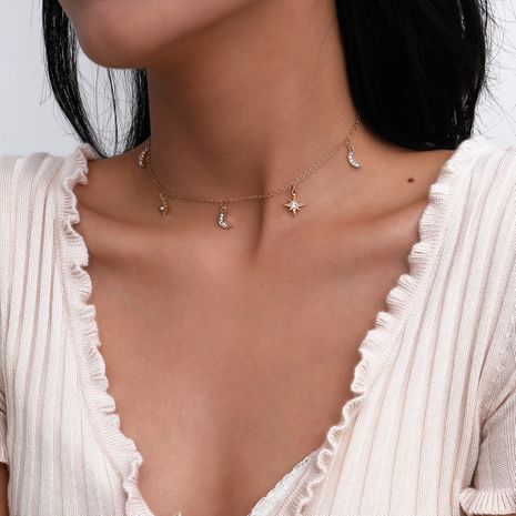 Moda exagerada luna clavícula retro simple collar de estrella tachonado de diamantes para mujer's discount tags