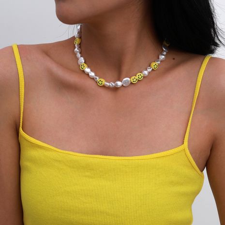 collar retro barroco perla clavícula simple de moda cara sonriente para las mujeres's discount tags
