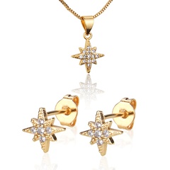 eight-pointed star new gold-plated star pendant earrings necklace set hot sale