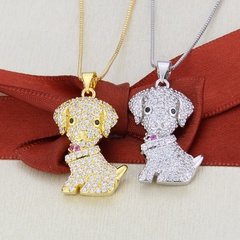 hot-selling dog copper plated platinum plated zircon inlaid pet pendant necklace