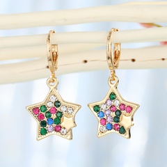 Hot selling fashion five-pointed star earrings creative point diamond star earrings wholesale