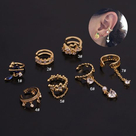 Korean creative U-shaped cartilage ear clip inlaid zircon non-pierced earrings's discount tags