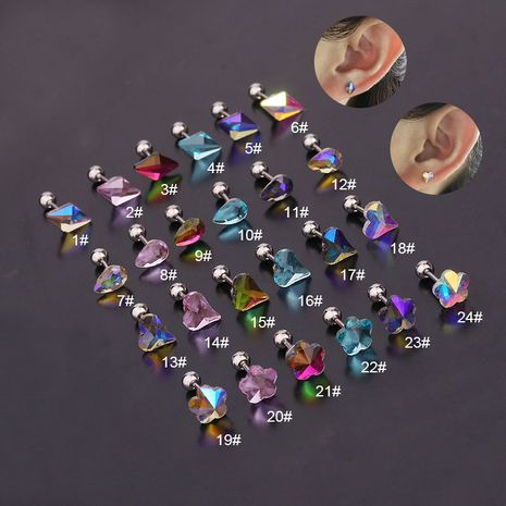 Korean  new fashion color zircon screw earrings's discount tags