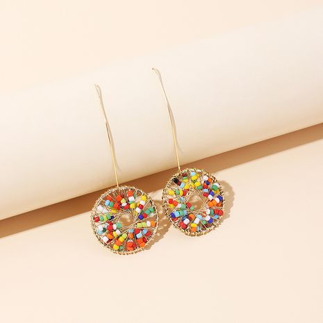 hot-selling fashion new color rice bead handmade long earrings for women's discount tags
