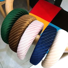 Hot selling fashion striped velvet sponge flat headband wholesale NHUX261288