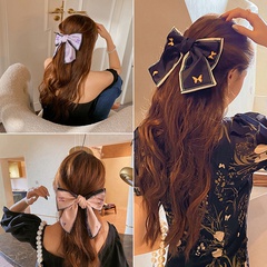 Sweet cute big bow Korean fabric printing back head  clip