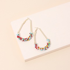 Fashion geometric rice beads bohemian style wrap retro earrings