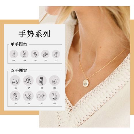 round pendant 316L stainless steel engraved gesture necklace wholesale  NHTF261499's discount tags