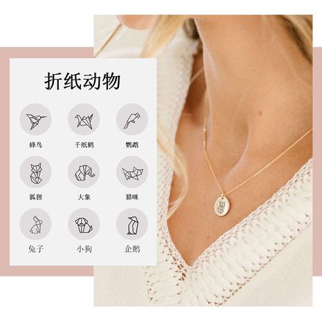 Mode neue geometrische Anhänger Schlüsselbein Kette kann 316L Edelstahl Halskette Schmuck eingraviert werden's discount tags