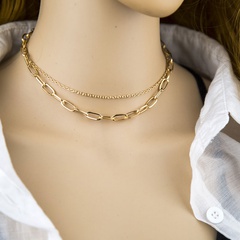 Mode Metall einfache doppelschichtige quadratische Halskette