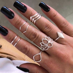 Mode Metall Diamant geformten Lotus achtteiligen Ring-Set