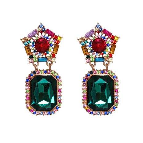 Korean new fashion wild glass diamond geometric round exaggerated  earrings's discount tags