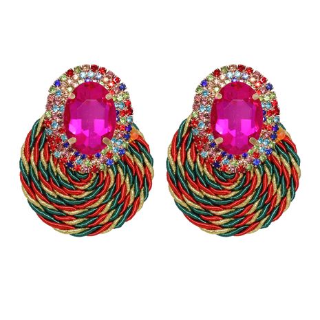 Korean new fashion wild rhinestone geometric round exaggerated earrings's discount tags