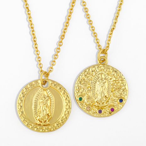 plaqué or 18 carats portrait médaille pièce d'or collier en cuivre simple's discount tags
