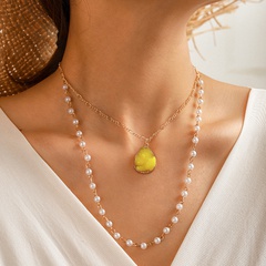 fashion simple long pearl wild natural stone pendant necklace