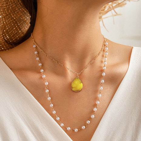 collier pendentif en pierre naturelle sauvage à longue perle à la mode's discount tags