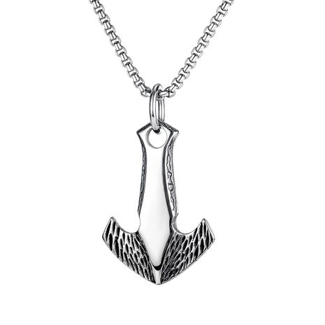hip-hop style trend flying spear pendant men's titanium steel necklace's discount tags