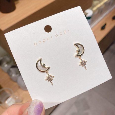 nouvelles boucles d'oreilles simples S925 argent aiguille lune Corée's discount tags